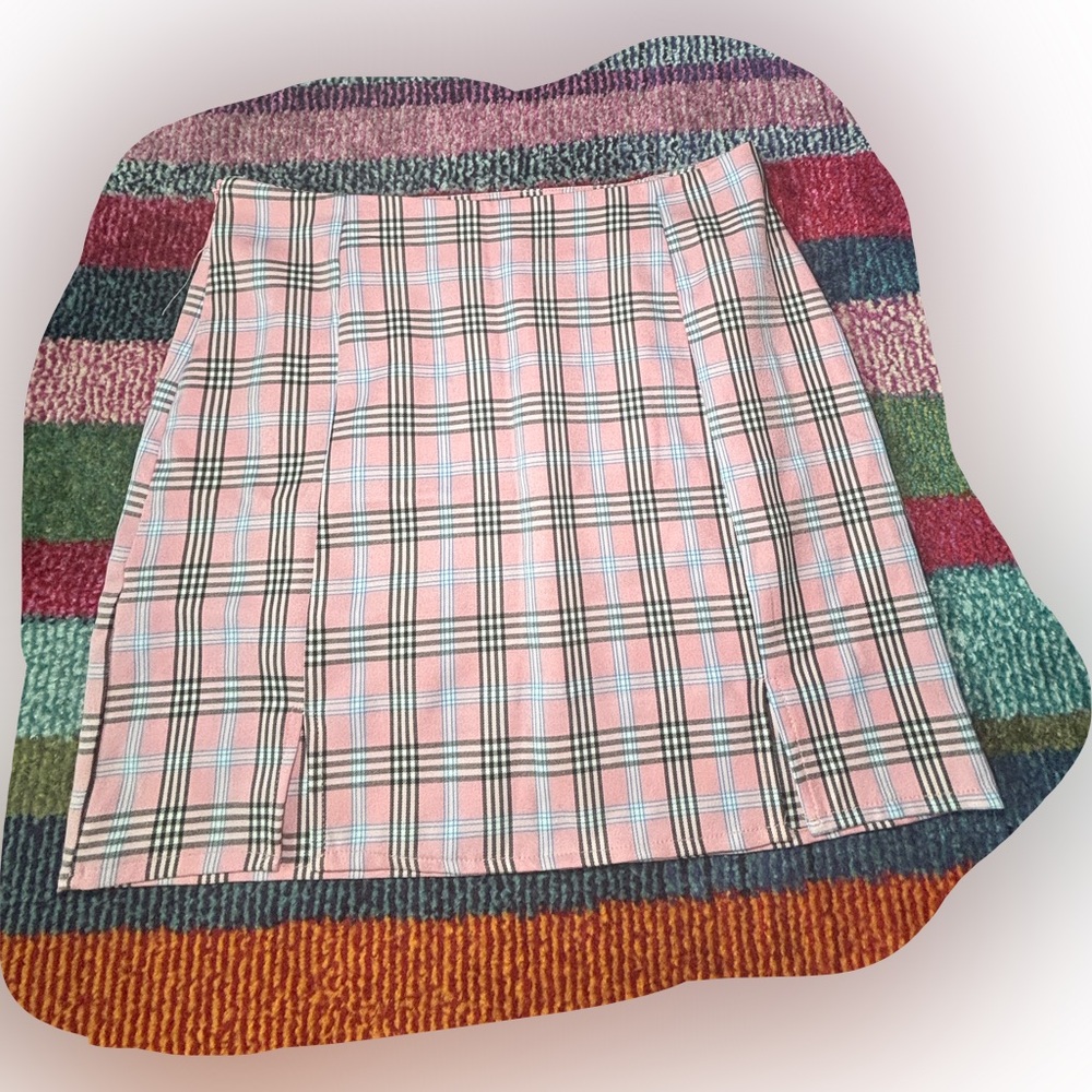 Pink plaid mini Skirt
